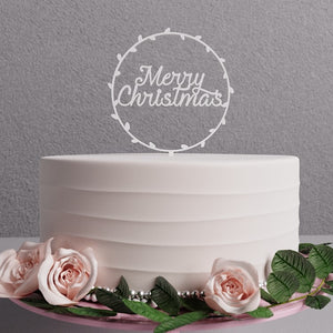Cake Topper Merry Christmas Round