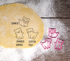 Cat Series 3 Cookie Cutter | Siamese, Japanese Bobtail, Scotish Fold