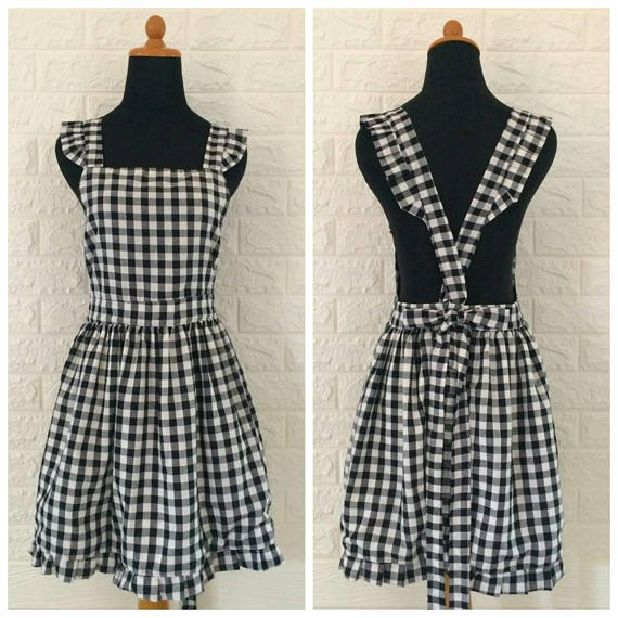 Checkerboard Black and White Apron
